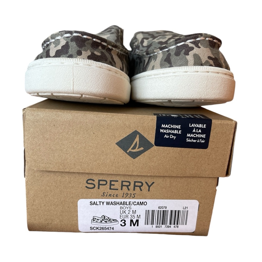 Sperry boys camo slip ons size 3m brand new never worn
